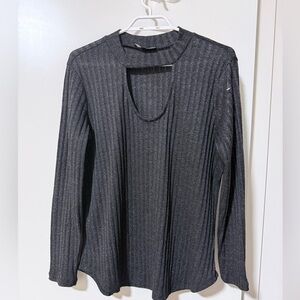 Elegant Black Ribbed Women's Top Lily Morgan Large